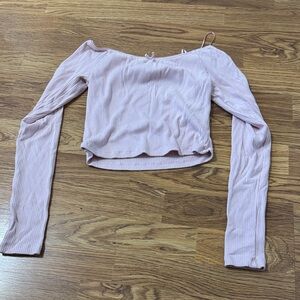 Pink Off-Shoulder Ribbed Women's Top